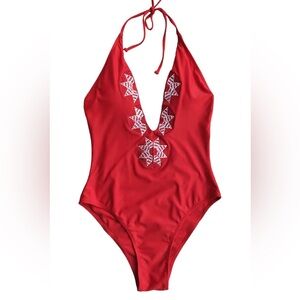 NWT Women’s Dancing Rose Embroidered One-piece swimsuit Size M Summer